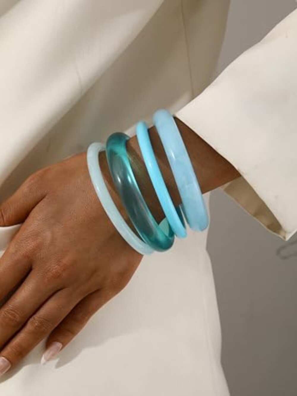New - Acrylic Bangles Bracelets for Women, Irregular Acrylic Resin Chunky - Picture 2 of 2